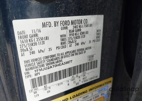 2017 Ford Expedition Limited z USA, uszkodzony, nr VIN 1FMJU2AT0HEA33877